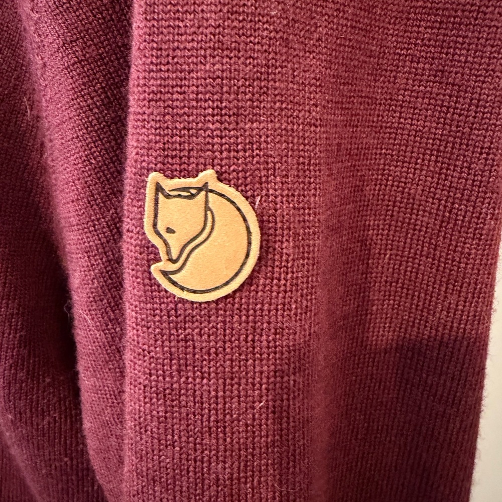 Fjallraven Women's V-Neck Maroon Sweater - Picture 6 of 7